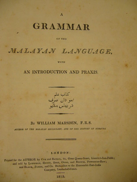 A Grammar of the Malayan Language