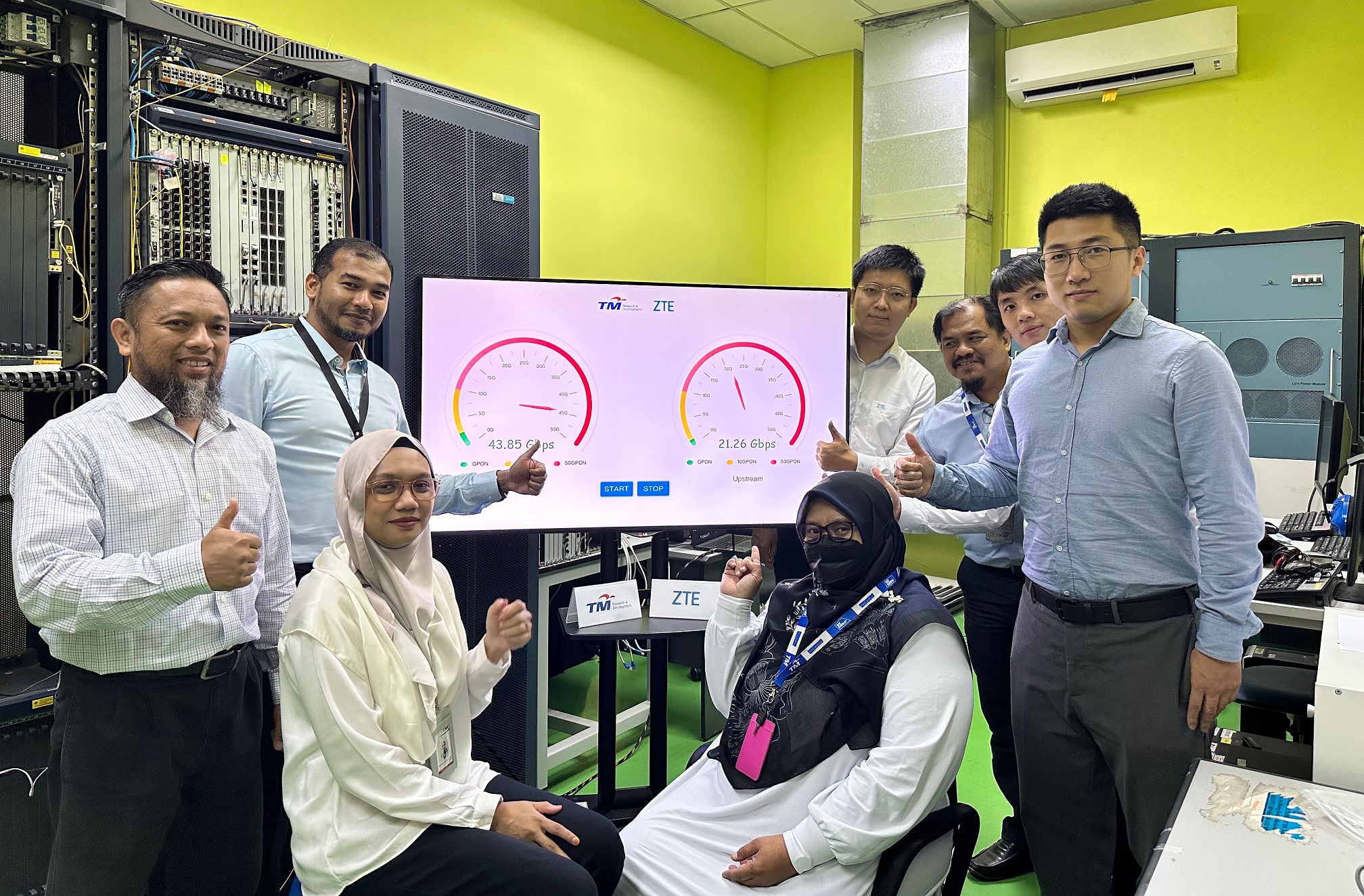 Pasukan TM R&D dan ZTE menunjukkan kepantasan ultra yang dapat dicapai dengan teknologi 50GPON.