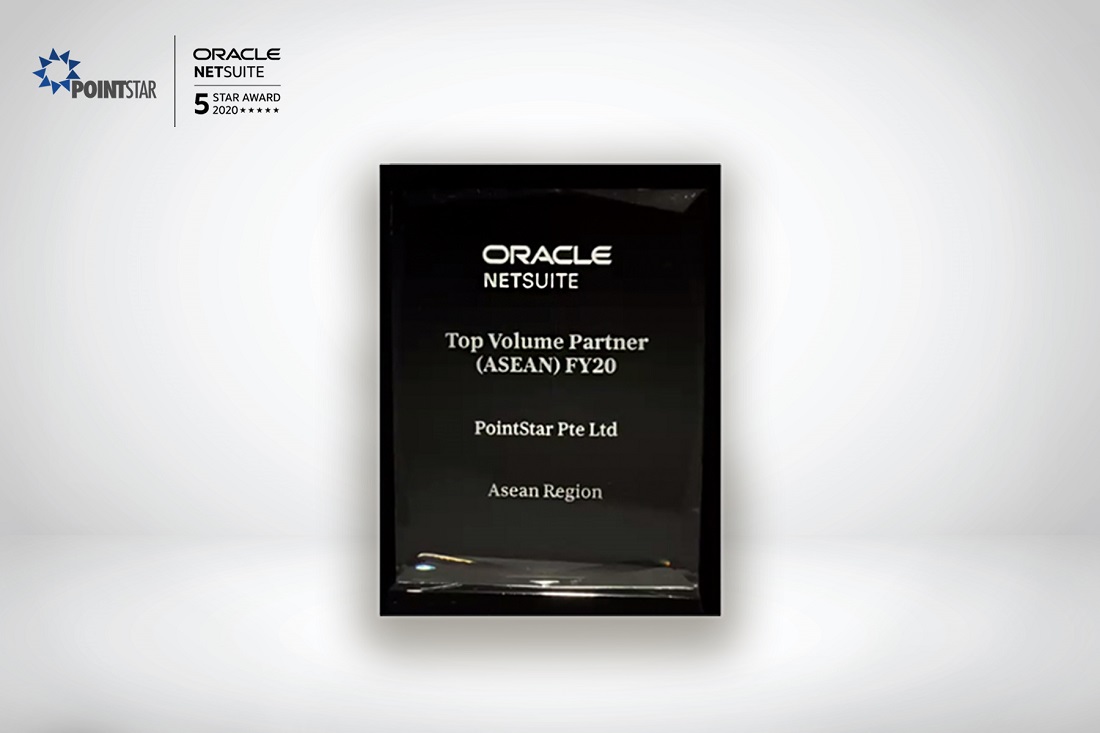 Anugerah Oracle NetSuite 2020 ASEAN Top Volume Partner yang berjaya diterima PointStar