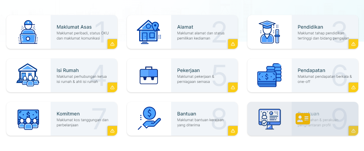 Borang yang perlu diisi oleh orang ramai di laman web PADU.