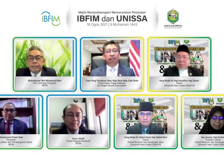  Majlis menandatangani MoA antara IBFIM dan UNISSA yang dilangsungkan secara maya hari ini.