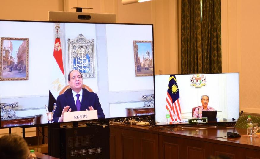 Persidangan video antara Perdana Menteri, Tan Sri Muhyiddin Yassin dan Presiden Mesir, Abdel Fattah Al Sisi semalam.