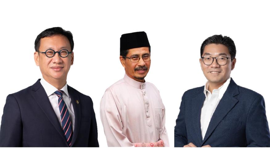 (Dari kiri) Wong Chen, Datuk Abdullah Sani Abdul Hamid dan Sim Tze Tzin