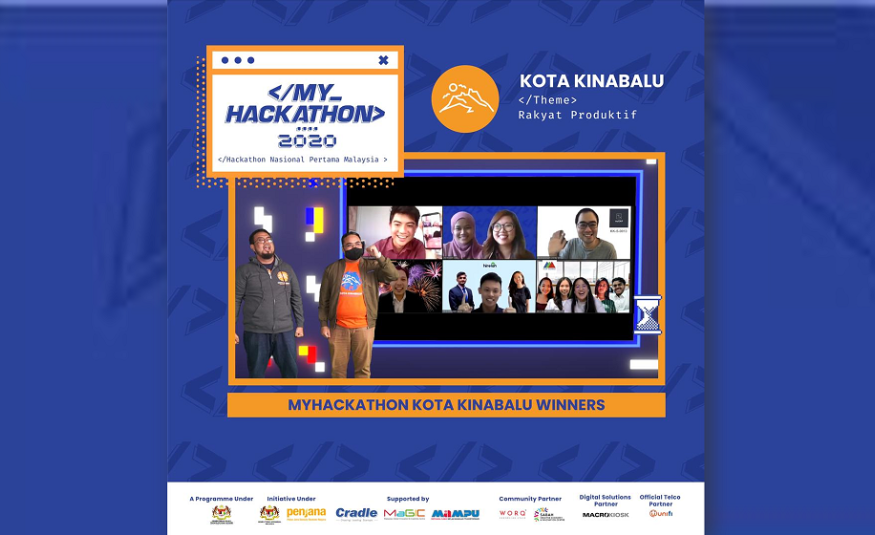 Enam pemenang penyelesaian digital MYHackathon 2020 pusingan Kota Kinabalu.